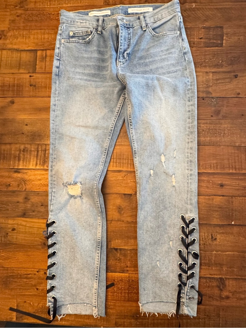 ANTHRO PILCRO Lace-Up Hem Jeans
